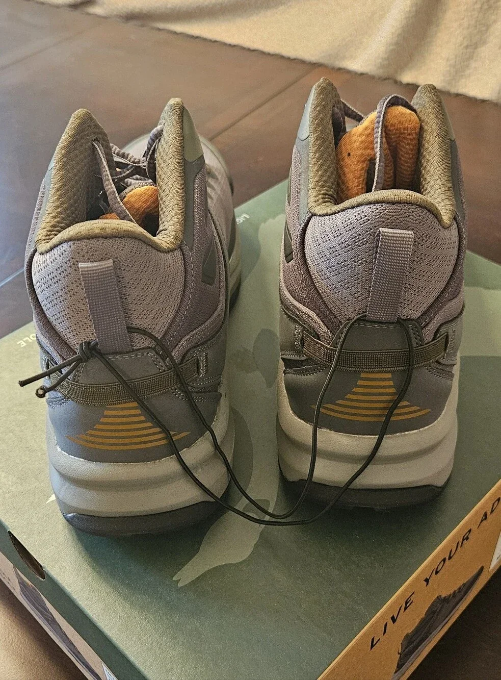 Eddie Bauer Gray and Brown Mid-Top Hiking Boots